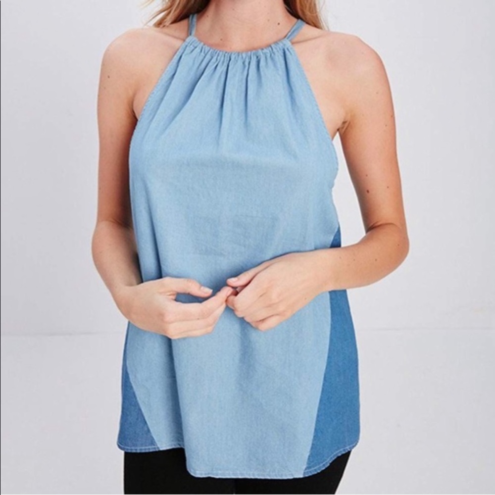 🆕 Young & Reckless Denim Chambray Halter Top